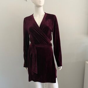 Lilly Pulitzer Karlie Wrap Stretch Velour Romper Red Maroon Cabernet Wrap romper